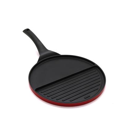 China American Style 2 Non-Stick in 1 Cast Iron Frying Pan Divided Grill Fry Skillet Kitchen for sale