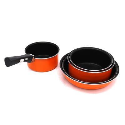 China 5Pcs Kitchen Sustainable Pot Pans Nonstick Kitchenware Cooking Aluminum Cookware Sets for sale