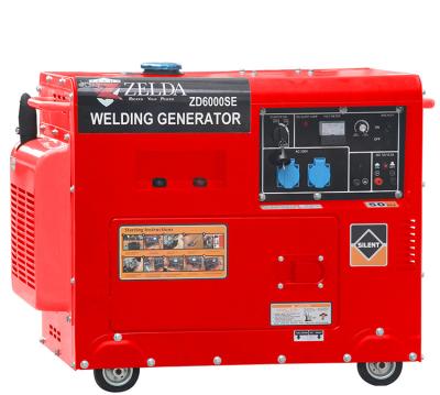 China 5kw AC Output Portable Diesel Generator Welding Machine Group Electrogene ZD-6000 Se for sale