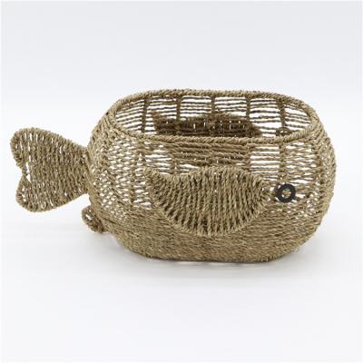 China MBC Sustainable Wholesale Cheap Custom Fish Shapes Baskets Animal Vegetable Plankton Woven Storage Basket Hollow Style for sale