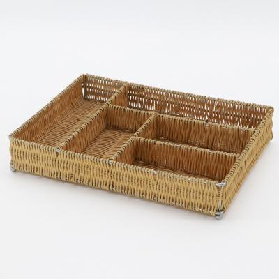 China MBC Tableware Storage Box Storage Sustainable Wholesale Rattan Woven Tray Divider Storage Baskets for sale