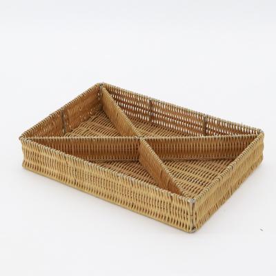 China MBC Tableware Storage Box Storage Sustainable Wholesale Rattan Woven Tray Divider Storage Baskets for sale