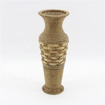 China Wholesale CLASSIC Handwork Eco-friendly Plant Plankton Decor MBC Bamboo Vase Woven Flower Pot for sale