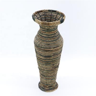 China Wholesale Custom MBC Decor Vase Handwork CLASSIC Indoor Vegetable Plankton Woven Eco-Friendly Flower Pot for sale