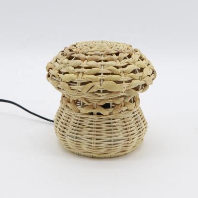 China Originality MBC 2022 New Design Handmade Art Rattan Water Hyacinth Desk Lamp Shade Home Decor Mushroom Shape Table Lamp for sale