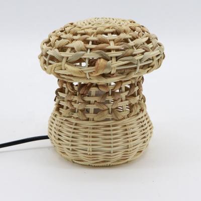 China Originality MBC 2022 New Design MBC 2022 New Design Handmade Art Table Lamp Mushroom Shape Night Light Rattan Water Hyacinth Desk Lamp Shade Home Decor for sale