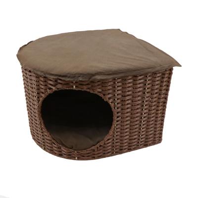 China MBC Breathable Wholesale Plastic Rattan Woven Pet Brown Cat Dog Bed House for sale