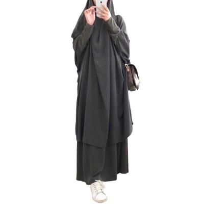 China EID Muslim Women Hooded Long Prayer Dress 2 Piece Abaya Canvas Set Full Coverage Islamic Clothing for sale