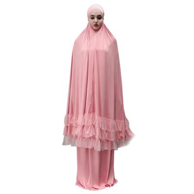 China Polyester And Cotton 2 Piece Set Overhead Abaya Dubai Muslim Prayer Dress For Women for sale