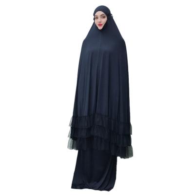 China Polyester and Cotton 2 Piece Women Prayer Dubai Jilbab Best Selling Monsoon Aerial Islamic Clothing Muslim Abaya Khimar for sale