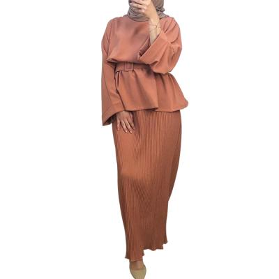 China Polyester 2022 High Quality Muslim Clothing Fashion Abaya Women 2 Pieces Islamic Dress for sale