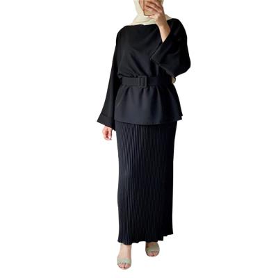 China Fashionable Women 2pcs Modern Casual Islamic Clothing Polyester Suits Set Islamic Dress for sale