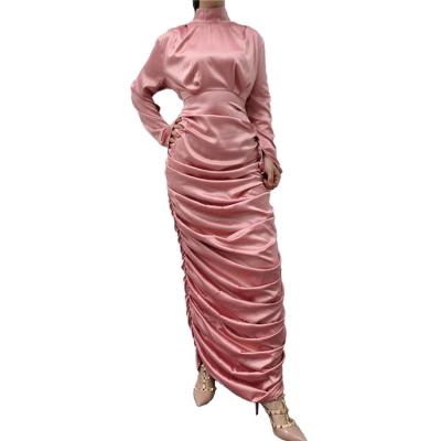 China Modern Muslim Elegant Satin Islamic Robe Bodycon Robe Night Robe For Woman Arabic Abaya for sale