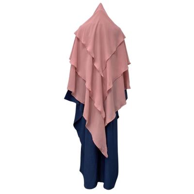 China Wholesale High Quality Polyester 3 Layers Long Hijab Jilbab Abaya Shawl Muslim Clothing For Women for sale