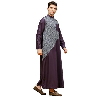 China 2022 Cotton Dubai Style Embroidery Islamic Clothing Long Sleeve Men Thobe For Prayer for sale