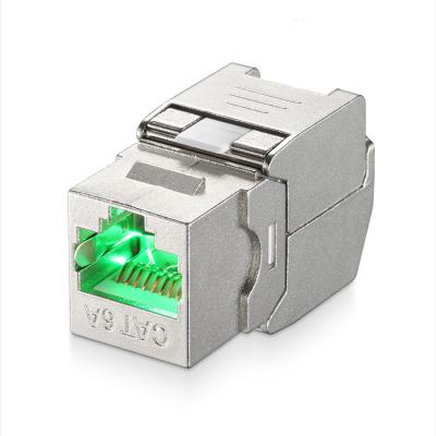 China Toolless rj45 networking jack module cat6a zinc alloy trapezoidal jack for sale