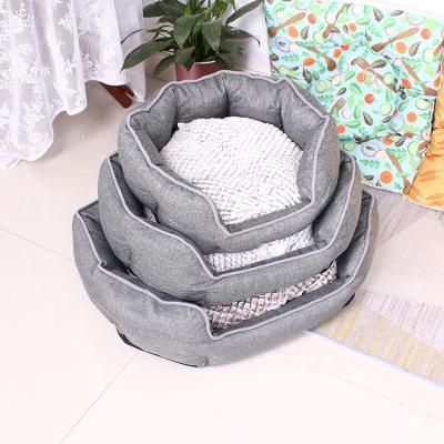 China Custom Made Luxury Small Size Waterproof Cat Bed Paw Shape Pet Bed For Cats Octagon Plush Dogs Soft Nest Kennel Bed for sale