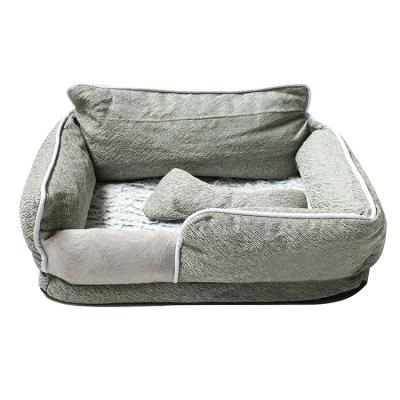 China Solid Color Dog Bed Breathable Simple Comfortable Breathable Fabric Cotton Soft Pet Sofa Bed for sale