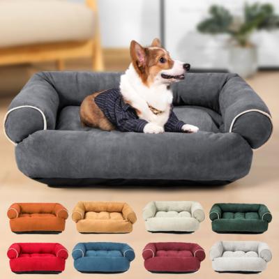 China Stocked Most Popular Multiple Colors Soothing Soft Pet Bed Autumn And Winter Large Pet Sofa for sale