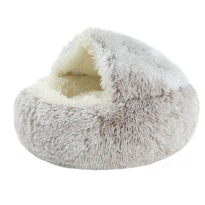 China Latest Design Breathable Soft and Comfortable Crystal Velvet Pet Bed Warm Around Partially Enclosed Cat Bed for sale