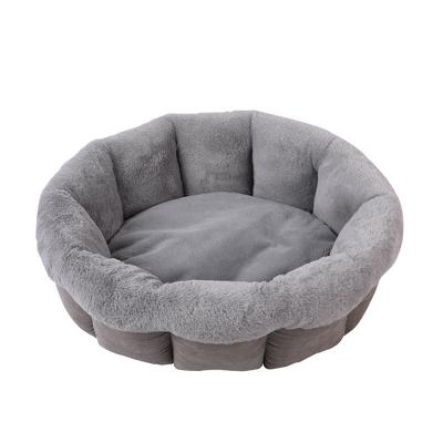 China Waterproof 2021 New China Gray Pet Bed Supplier Custom Cat Bed Pet Cave Sleeping Suede Bedroom For Dogs Cheap for sale