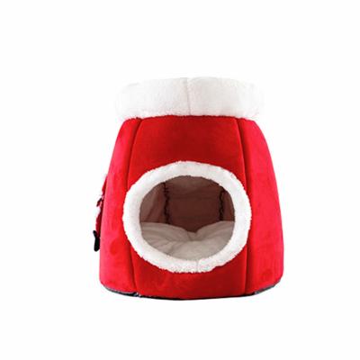 China Latest Design Autumn Winter Christmas Breathable Cat Boots Cave Bed Warm Cotton Felt Pets Cave for sale