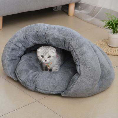 China Indoor Pet Beds Washable Striped Cotton Breathable Cute Warm Arctic Cat Pet House for sale