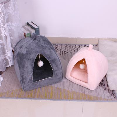 China Travel Personalized Luxury Pure Luxury Pure Cat Cave Plush Color Shape Cat Pet Bed Portable Pet House Bed for sale