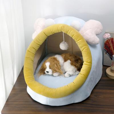 China PP Cotton Pet Plush Bed Deep Sleeping Cat Cave Breathable Hot Selling Semi-enclosed Pet-Like Bed for sale