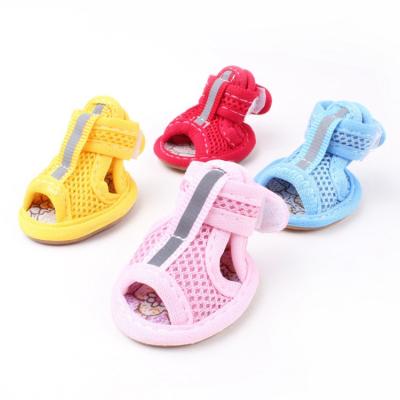 China Viable Hot Selling Non-slip Casual Puppy Shoes Breathable Soft Color Mesh Pet Sandals Cute Pet Shoes Summer Candy Color for sale