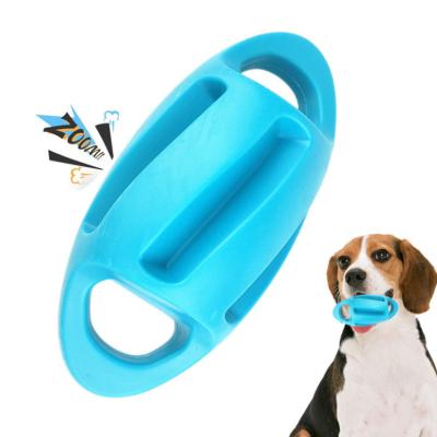 China New Viable High Quality Dual Headed Dog Squeak Pet Toy Rugby Chewy Interactive Dog Training Toy for sale