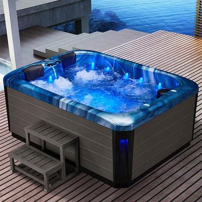 China Outdoor European 3 Person Hydraulic Massage Mini Style Hotel Sex Tub Hot Tub Whirlpool Massage Pool Spa for sale