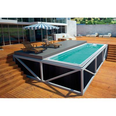 China Waterfalls Pools 8m Length Above Ground Pools For Gardens Waterfalls Pools Fiberglass Swimming Pool Outdoor for sale