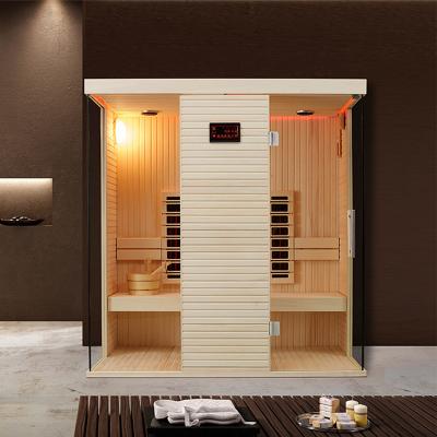 China Modern Computer Control Panel 1500/1800mm Bathroom Home Made Luxury Sexks Sauna Room Modern Dry 8 Person Large Infrared Sauna for sale