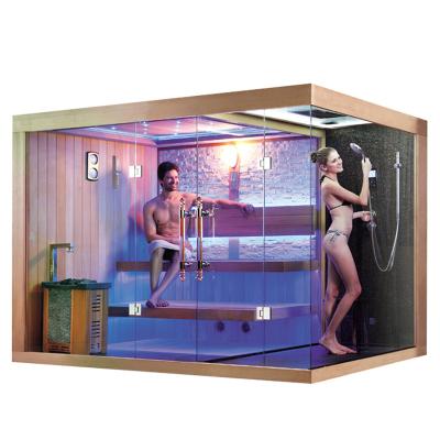 China Cheapest Prefab Sauna Indoor Bath Red Cedar Wooden Combo Home Room Sauna Rooms Steam Sauna Room for sale