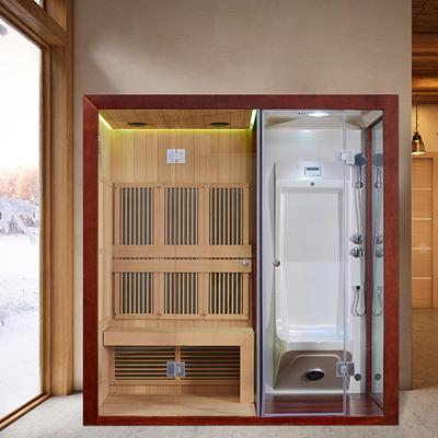 China Computer Control Panel 1-2 Person Infrared Wet Sauna Residential Sauna And Pour Computer Steam Sauna Combo Room for sale