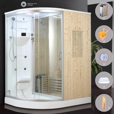 China Computer Control Panel 2 Person Rock Sliding Door Computer Dry And Wet Home Shower And Wooden Steam Sauna Room for sale