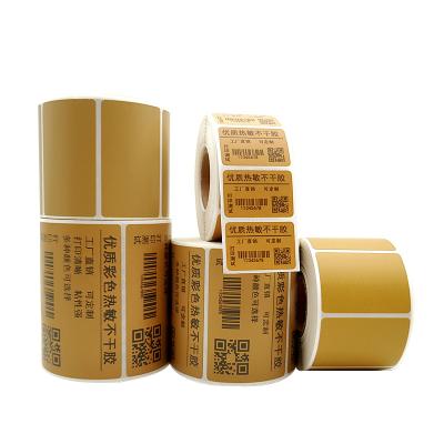 China Scratch Off Custom Printed Brown Self Adhesive Self Adhesive Kraft Barcode Printing Thermal Label 30 40 50 60 70 10 15 20 25 80 90 for sale