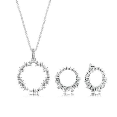 China 100% CLASSIC 925 Sterling Silver New Rau Shard Glitter Stud Necklace Set Party Gift 0538 for sale