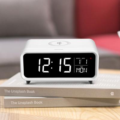 China Calendars 3 in 1 Night Lamp Multifunctional Digital LED Nap Modern Alarm Clock with Phone Wireless Charger for sale