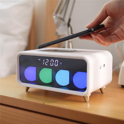 China 3 in 1 Digital LED Alarm Clock RGB Night Light Multifunction Lamp Bedside Wireless Charger Earphone 3 in 1 for sale