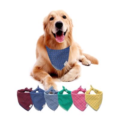 China Puppy Cotton Dog Bandana Plaid Pet Colorful Custom Printing Square 100% Square Bandana for sale