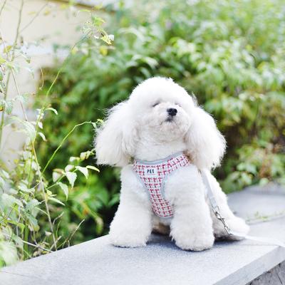 China Fashion Wholesale Small Stocked Plaid Dog Harness Set Mesh Dog Harness Vest for sale