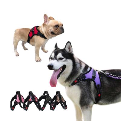 China Breathable Luxury Heavy Duty Reflective Heavy Duty Backpack Dog Harness Adjustable Dog Vest Harness for sale