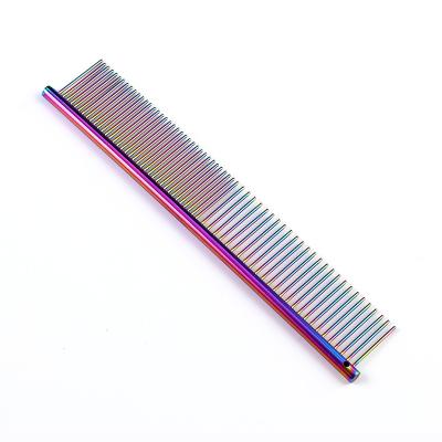 China Viable Custom Colorful Logo Stainless Steel Pet Hair Grooming Dog Comb For Dogs for sale