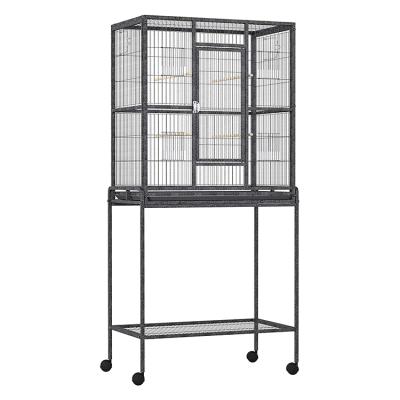 China Large Breathable Wholesale Steel Pet Parrot Aviary Cage Big Large Bird Cage With Roof And Parrot Breeding Bowl Food With Standing Post for sale