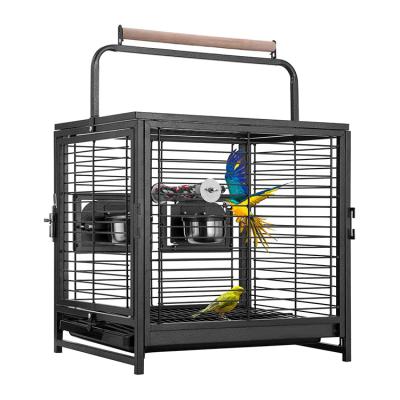 China Customized Design Breathable Portable Canary Yellow Cocktail Size Wire Mesh And Parrots Breeding House Large Portable Animal Irony Bird Cage for sale