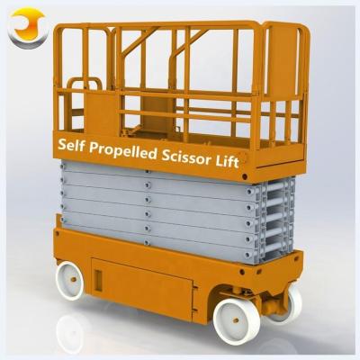 中国 550kg 6m Trail-Type Self Propelled Scissor Lifts Small Platform Folding With Extension 販売のため