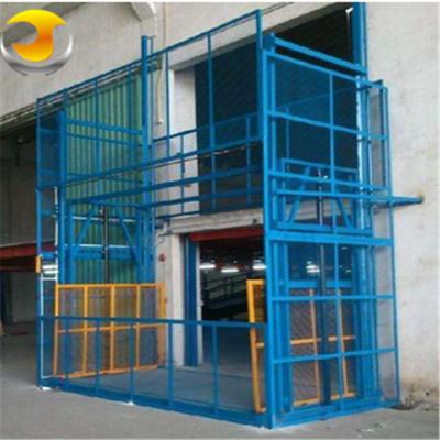 중국 1t 2t 3t 5t Industrial Hydraulic Goods Lift Vertical Guide Rail Cargo with ramp 판매용