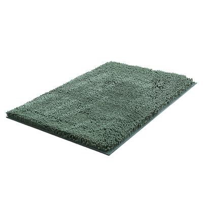 China Gray White Washable Plush Super Blue Colorful Washable Soak Up Bath Mat Rug Non Slip Shaggy Chenille Bath Cover for sale